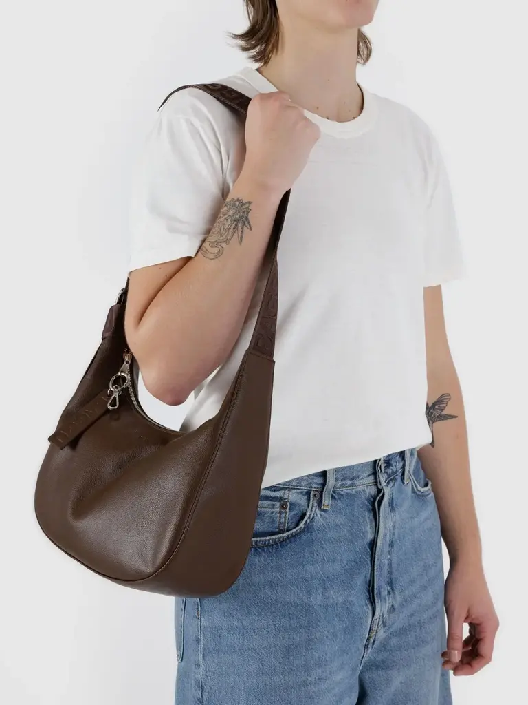 Medium Recycled Leather Crescent Bag