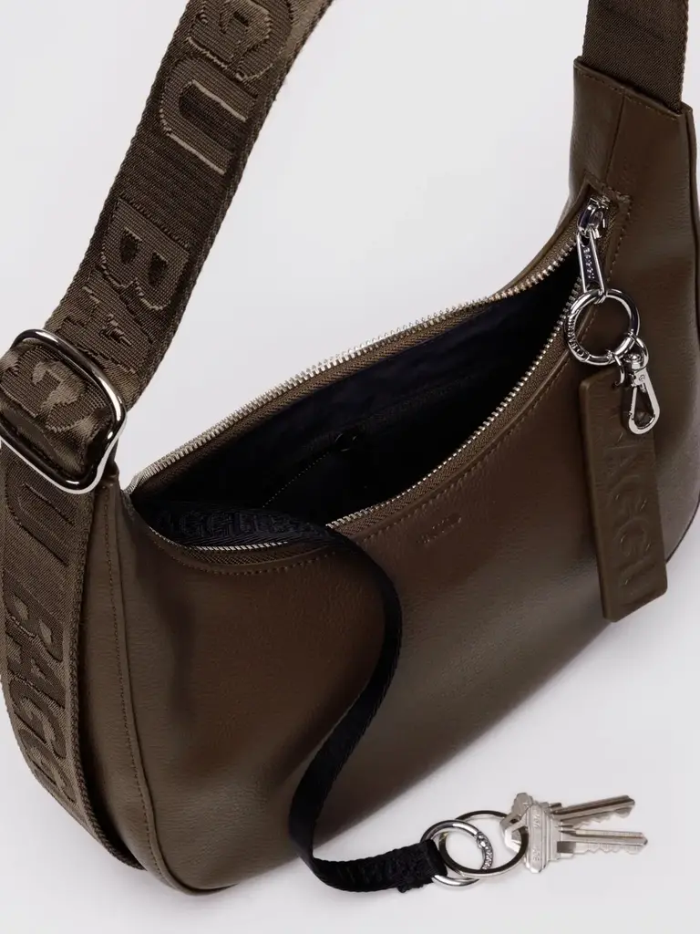 Small Recycled Leather Crescent Bag