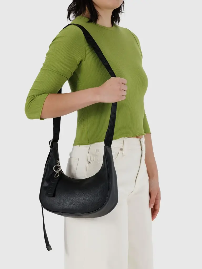 Small Recycled Leather Crescent Bag