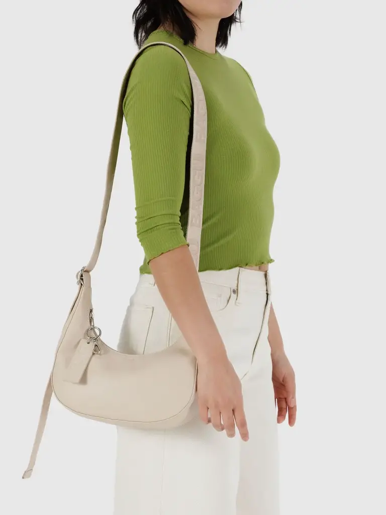 Small Recycled Leather Crescent Bag
