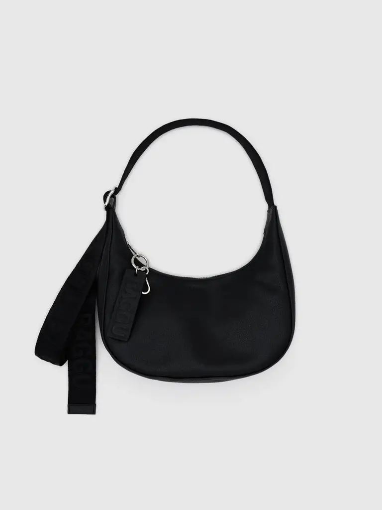 Small Recycled Leather Crescent Bag