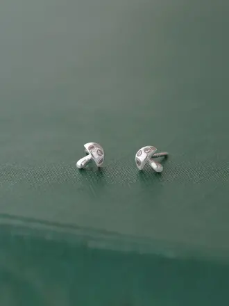 Mushroom Crystal Earrings - Silver Mushroom Crystal Earrings - Silver