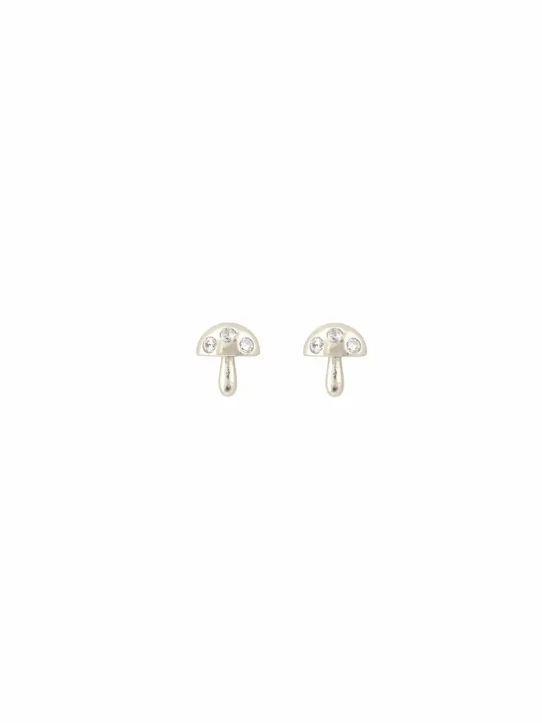 Mushroom Crystal Earrings - Silver