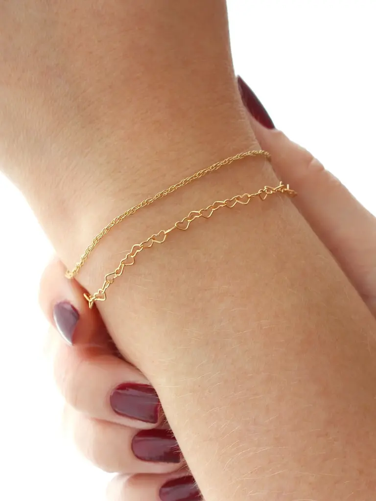 Heart Chain Bracelet - Gold