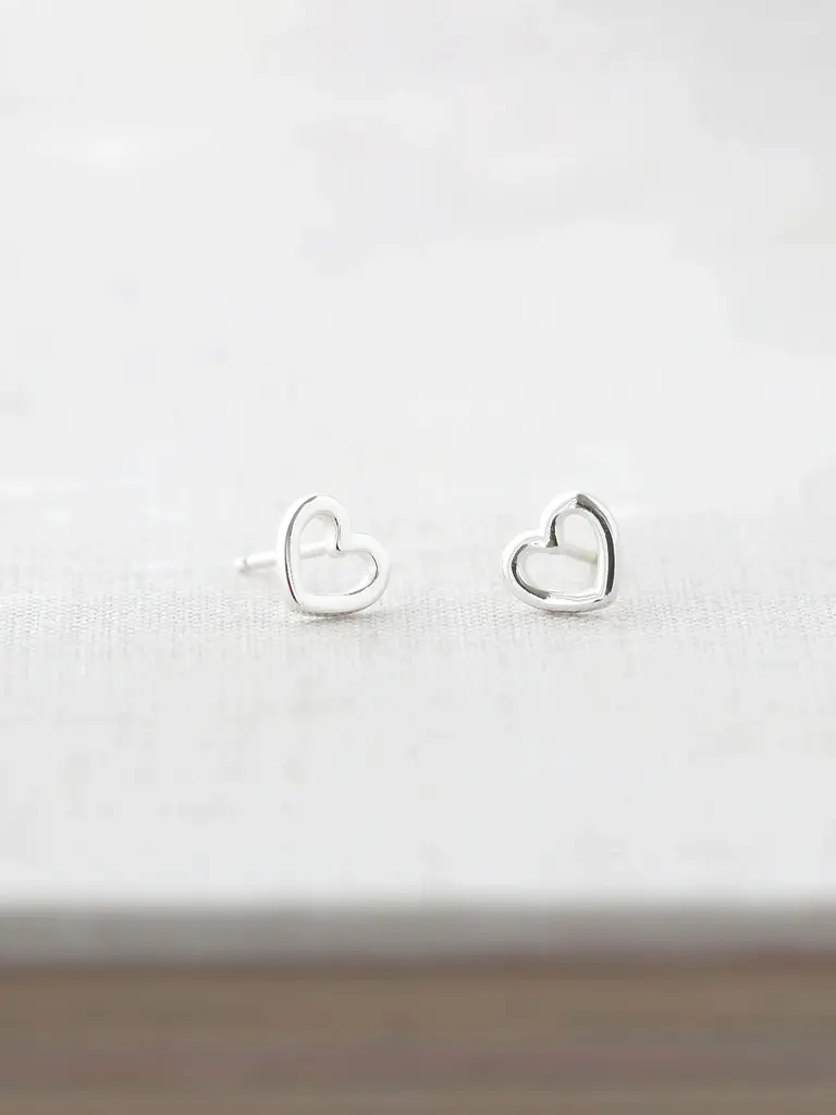 Heart Outline Studs - Silver