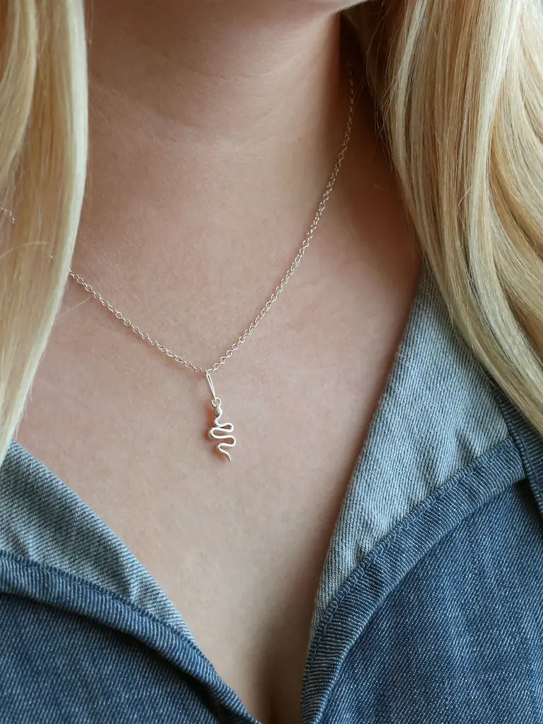 Snake Charm Necklace - Silver