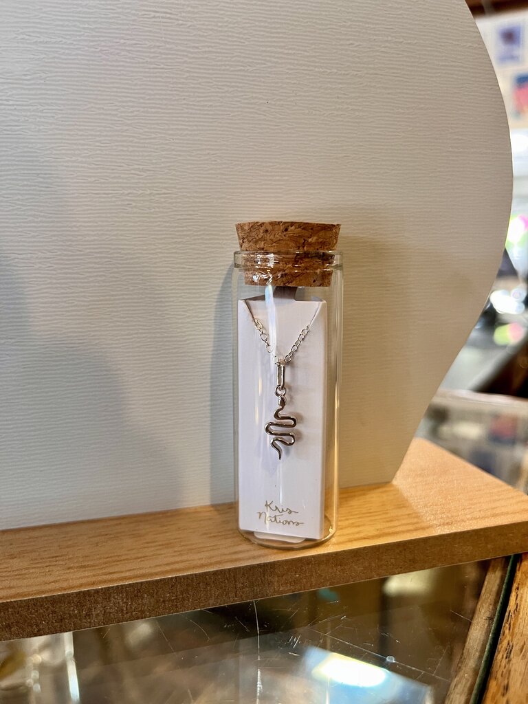 Snake Charm Necklace - Silver