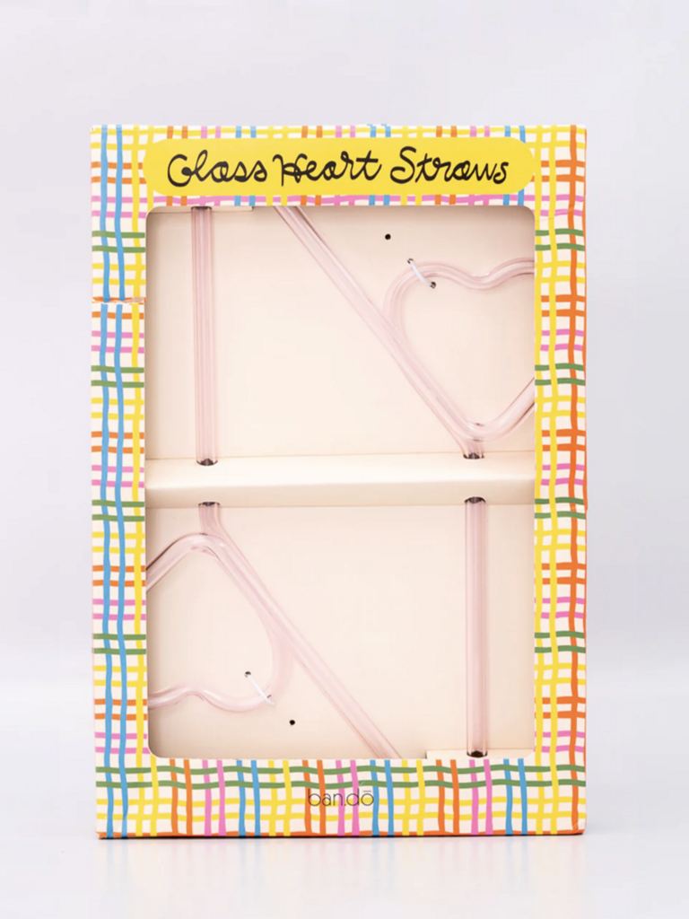 Hearts Glass Straw Set