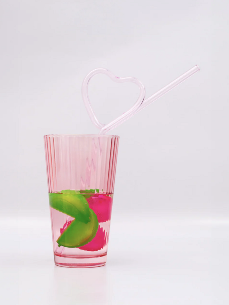 Hearts Glass Straw Set