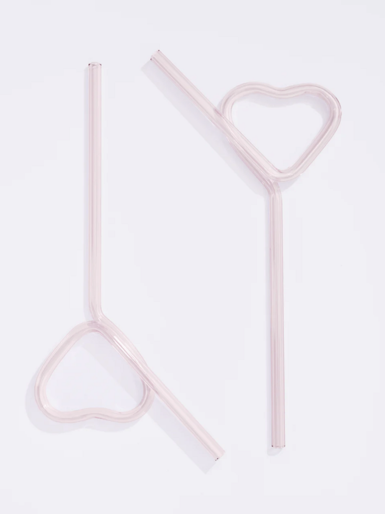 Hearts Glass Straw Set