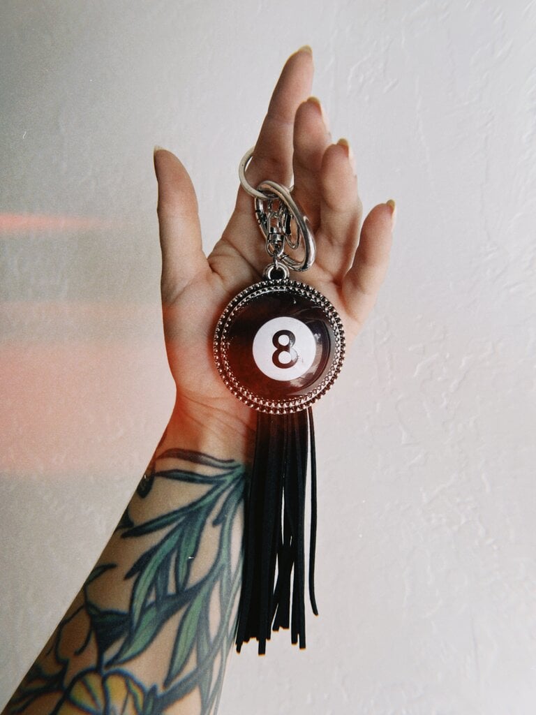 8 Ball Tassel Keychain