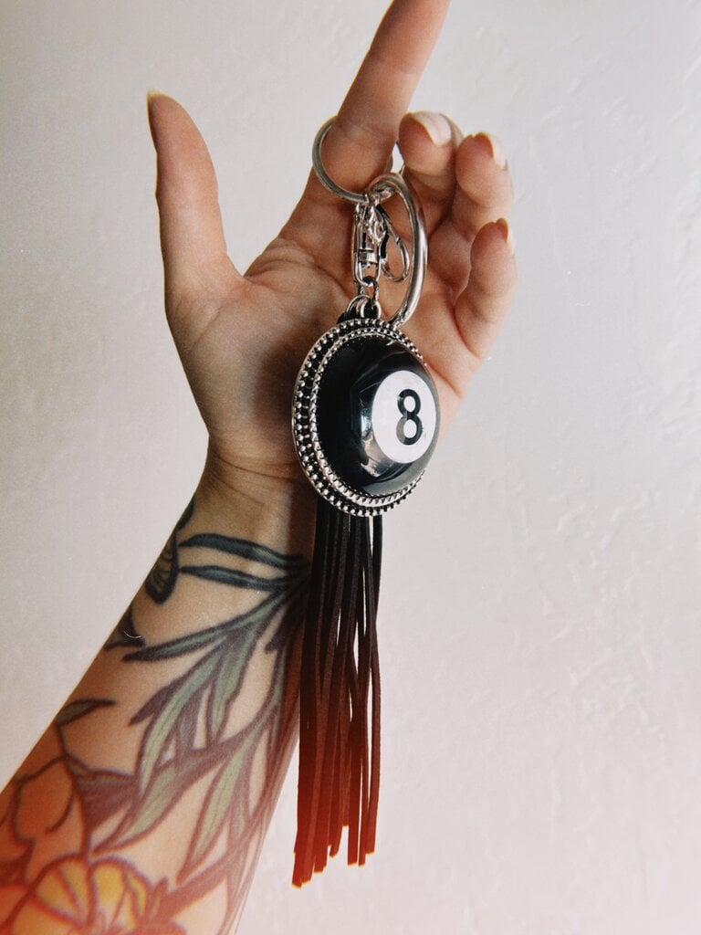 8 Ball Tassel Keychain