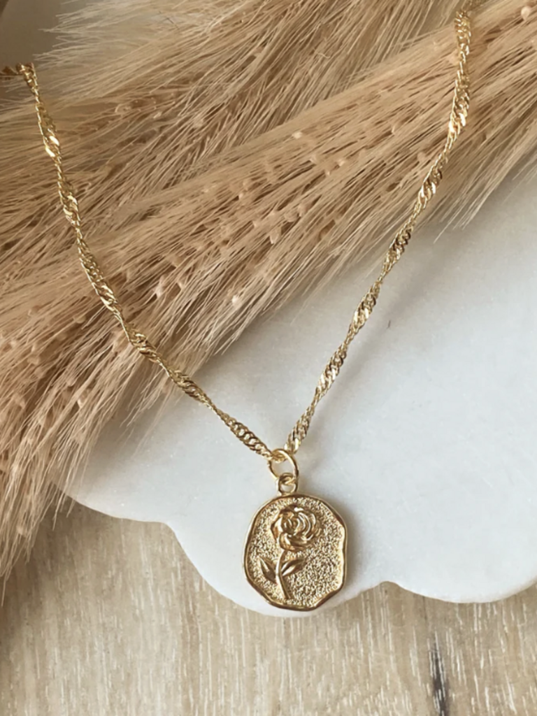 Vintage Rose Pendant Necklace