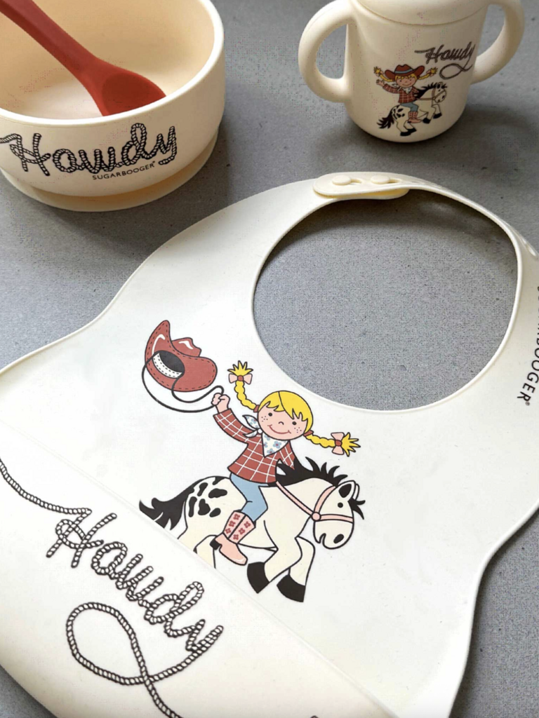 Bib & Spoon Set - Howdy Cowgirl