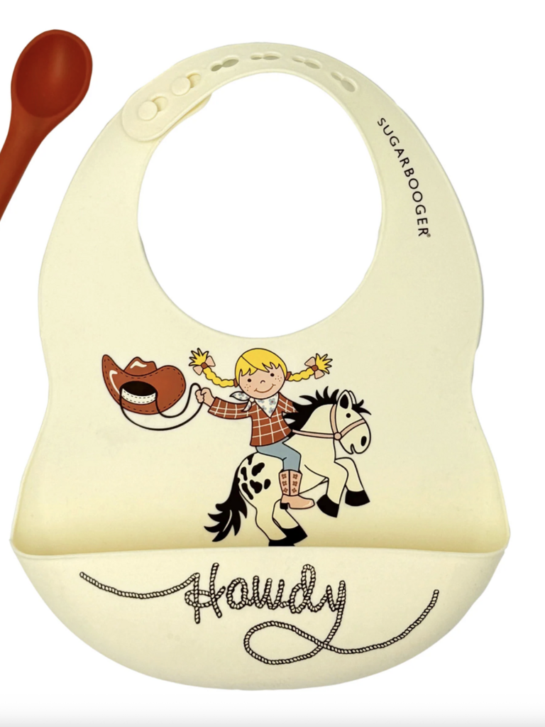 Bib & Spoon Set - Howdy Cowgirl