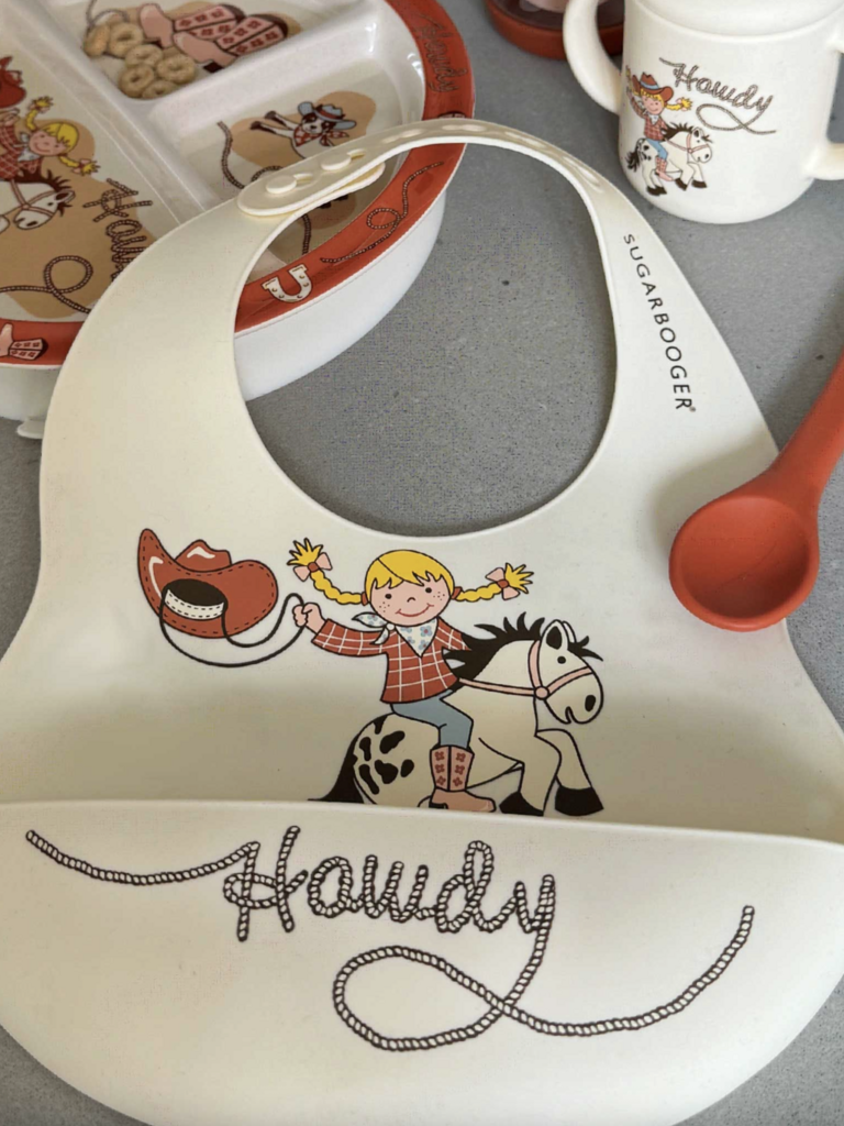 Bib & Spoon Set - Howdy Cowgirl