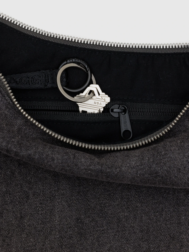 Medium Denim Crescent Bag