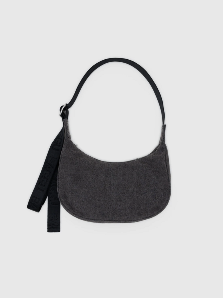 Small Denim Crescent Bag