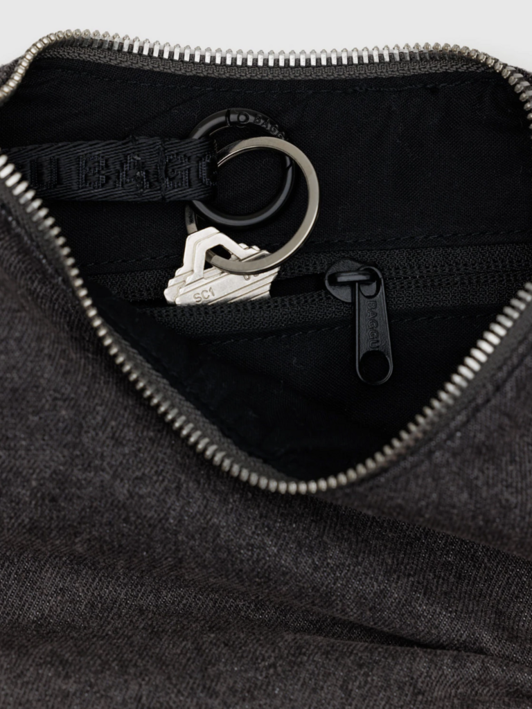 Small Denim Crescent Bag