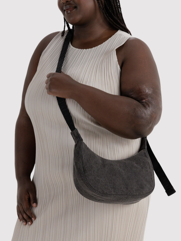Small Denim Crescent Bag