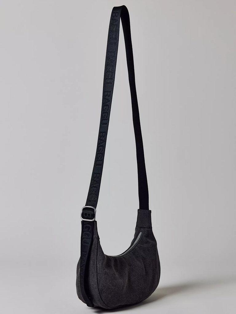 Small Denim Crescent Bag