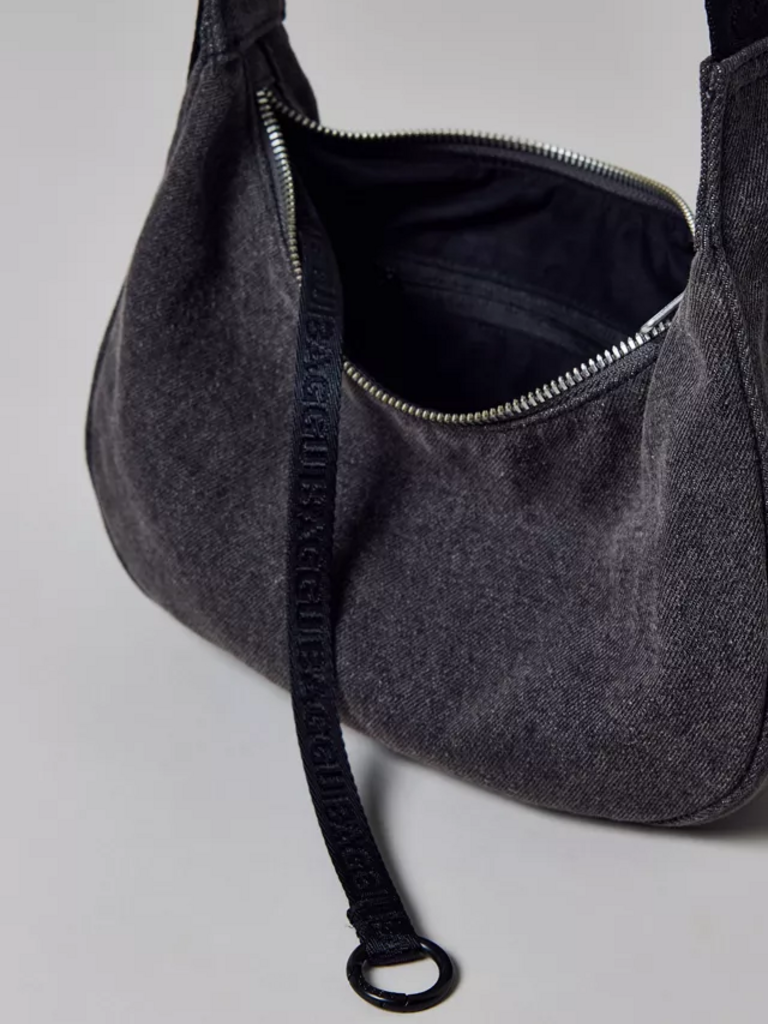 Small Denim Crescent Bag