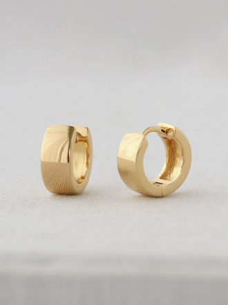 Wide Hinged Huggie Hoops - Gold
