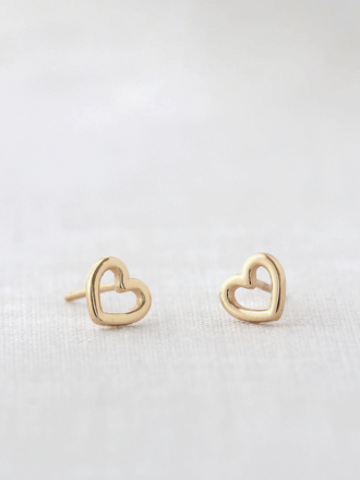 Heart Outline Studs - Gold