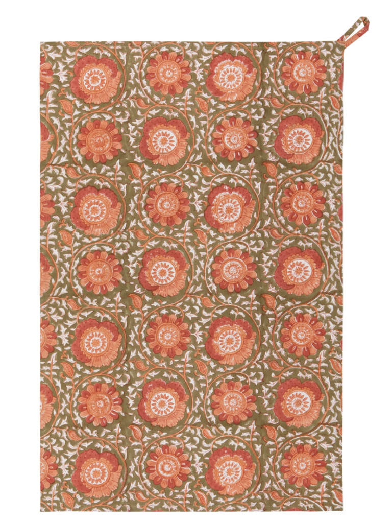 Block Print Dishtowel - Zinnia