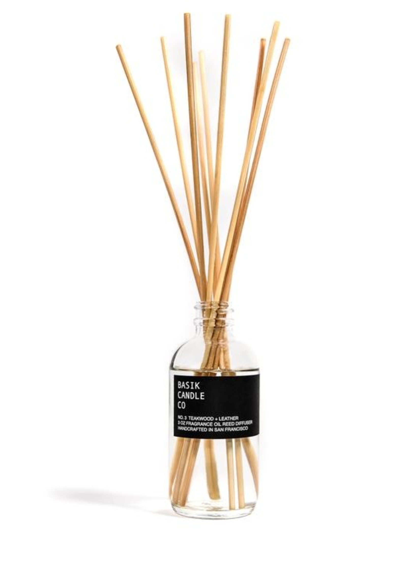 Basik Candle Co. No.3 Teakwood + Leather Reed Diffuser