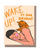 La Familia Green La Familia Green - Wake Up Cat Birthday Card