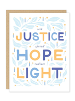 Party of One Justice Hope Light Hanukkah Card