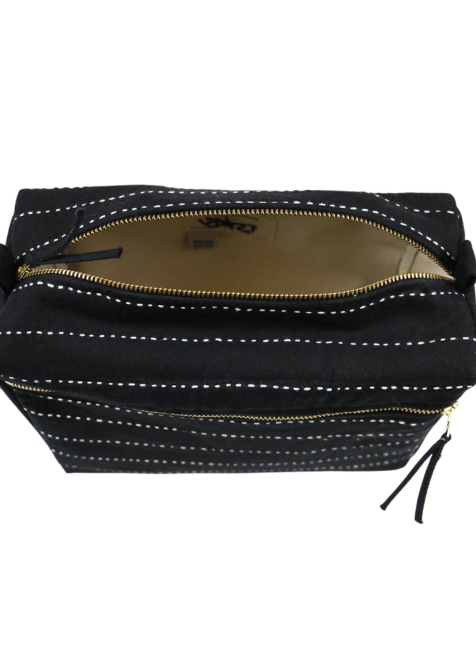 Anchal Charcoal Large Pin-Stitch Toiletry Bag