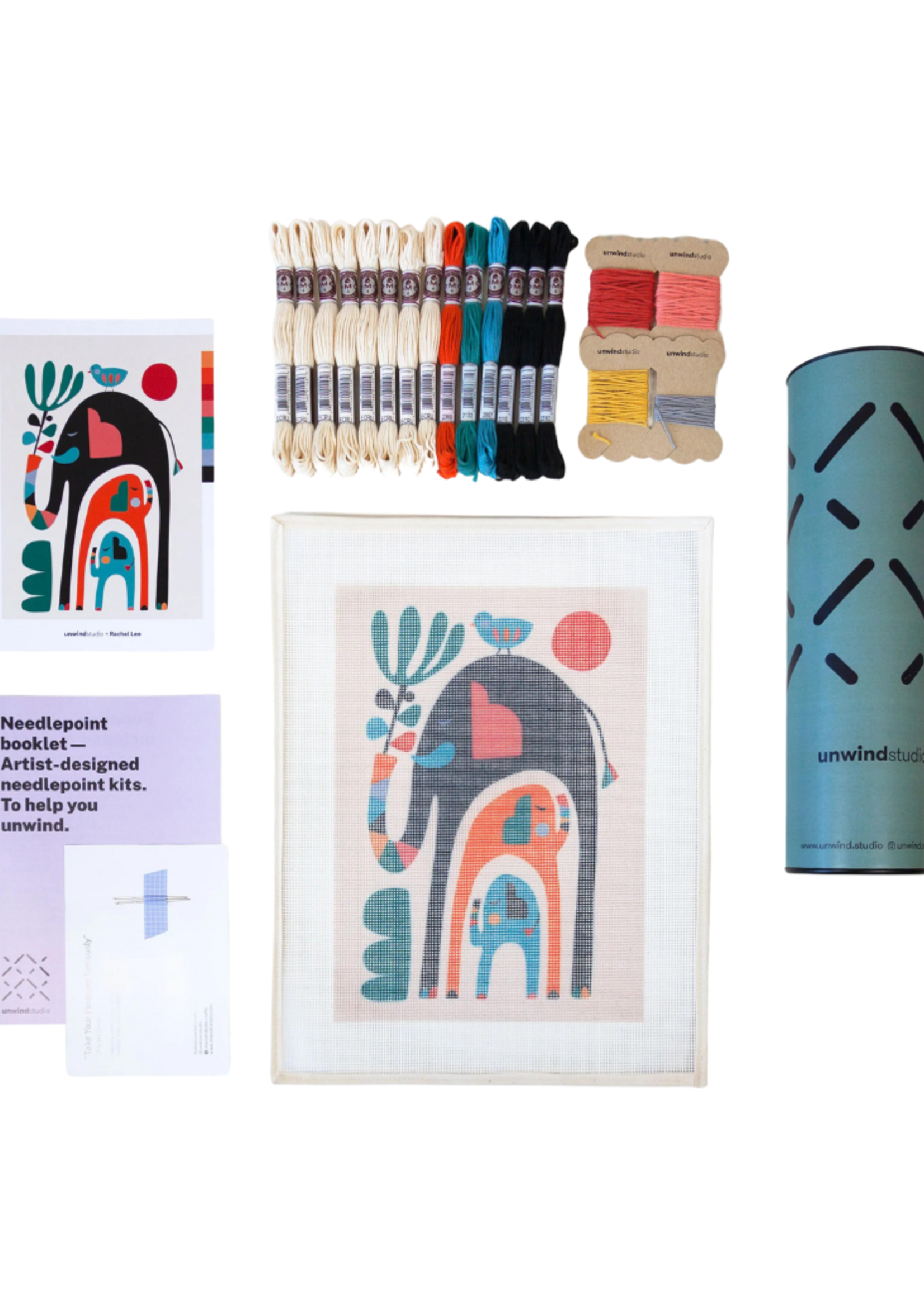 Unwind Studio Unwind Studio - Elephants Needlepoint Kit - DIY Embroidery