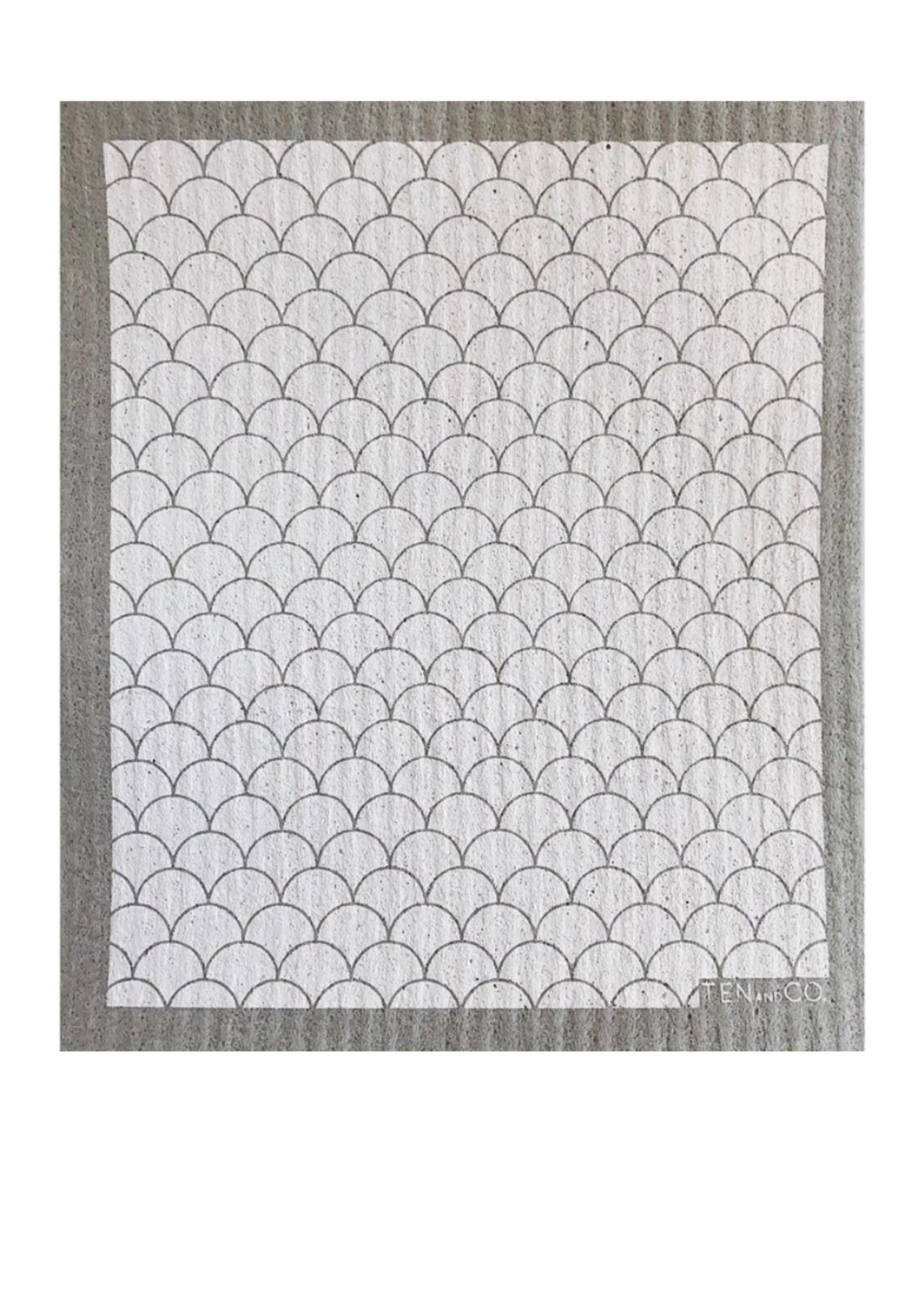 Ten and Co. Ten and Co. Scallop White/Grey Sponge Cloth