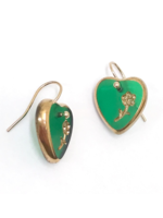 Jessica Davies Metalworks Jessica Davies Deco Sweetheart and Flower Earrings - Emerald