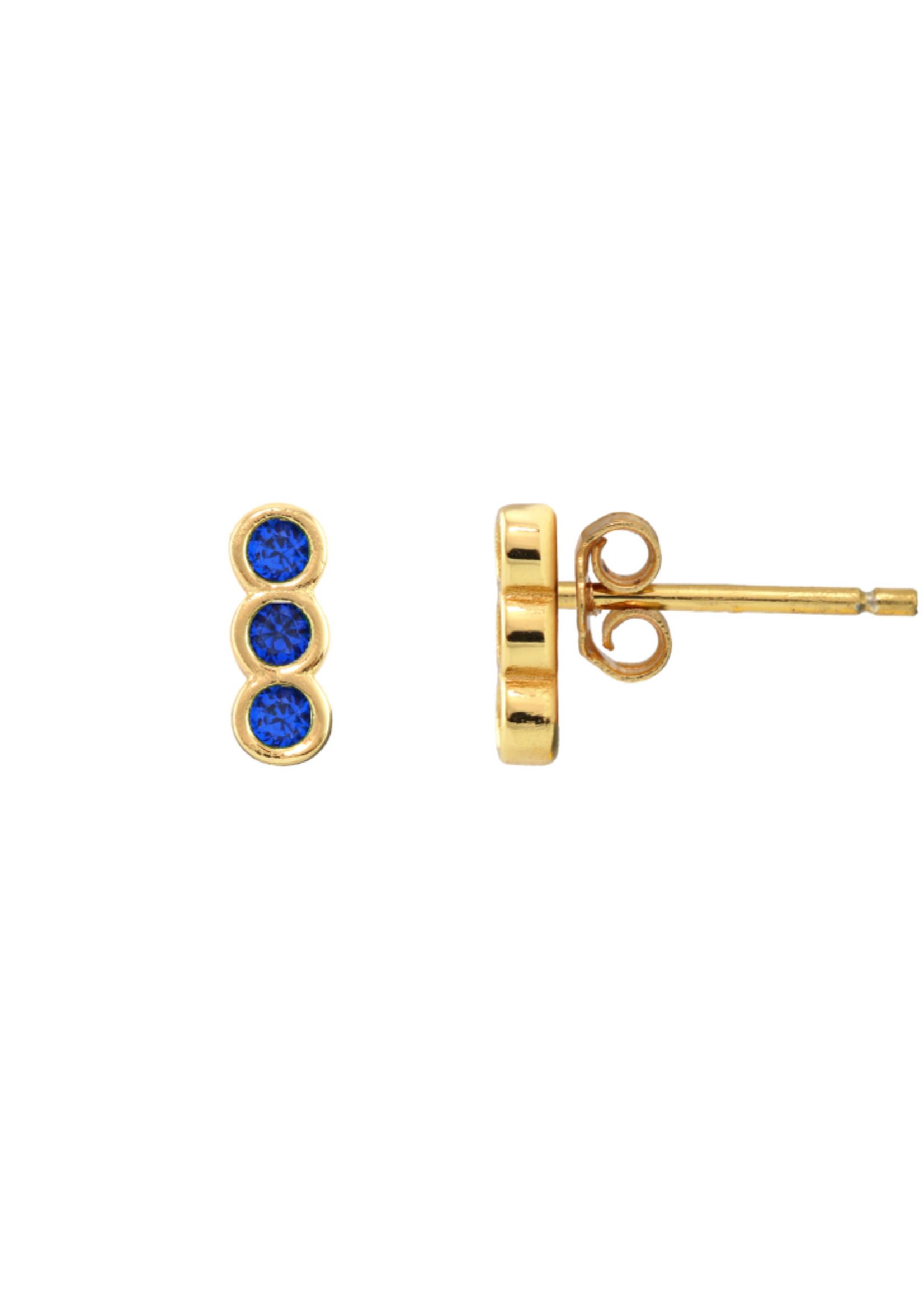 Kris Nations Jewels, Inc. Kris Nations Triple Bezel Crystal Studs  18K Gold Vermeil with Sapphire