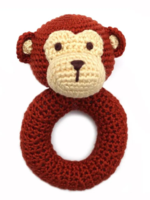 Cheengoo Monkey Ring Hand Crocheted Rattle