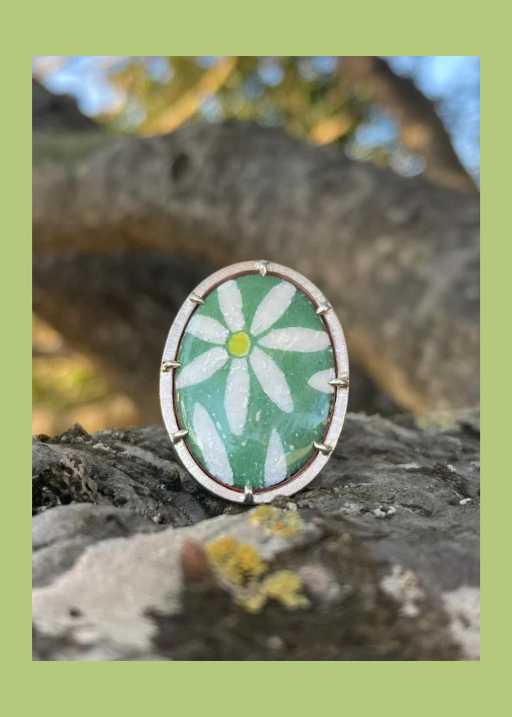 Jenny Windler Jewelry Enamel Daisy Ring l Size 6.0