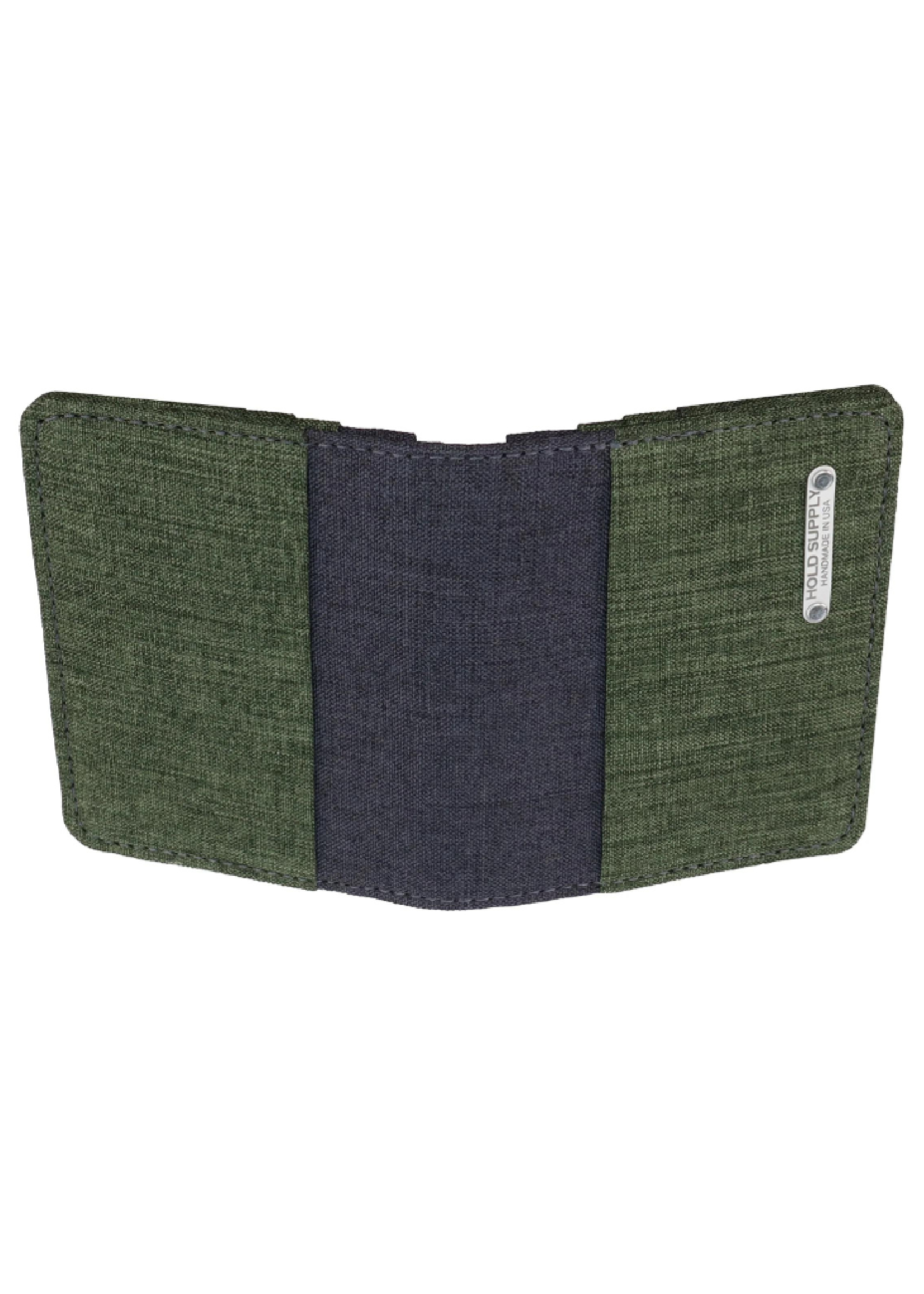 Hold Supply Co Green / Gray Canvas Vertical Bifold Card & Cash Wallet