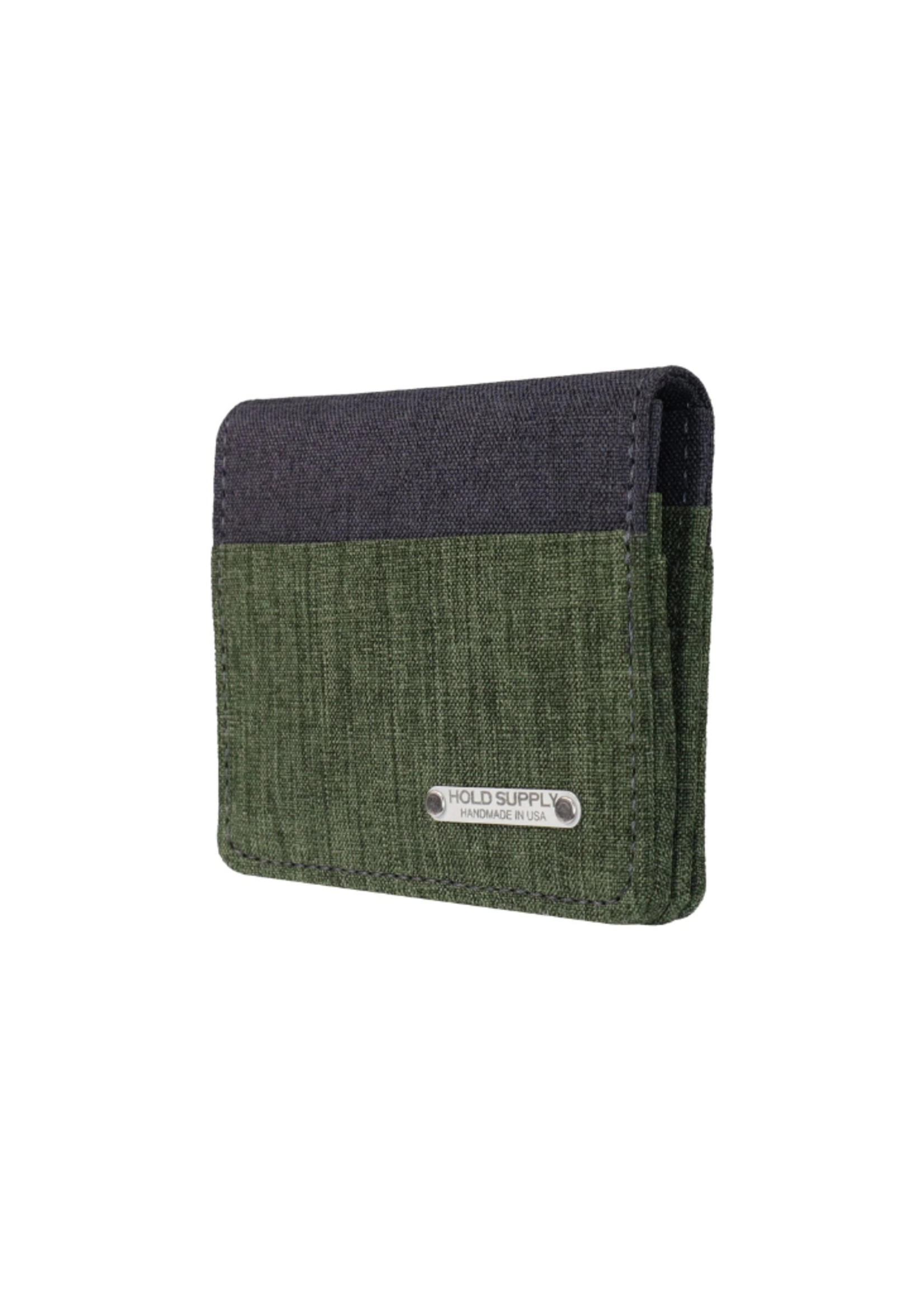 Hold Supply Co Green / Gray Canvas Vertical Bifold Card & Cash Wallet