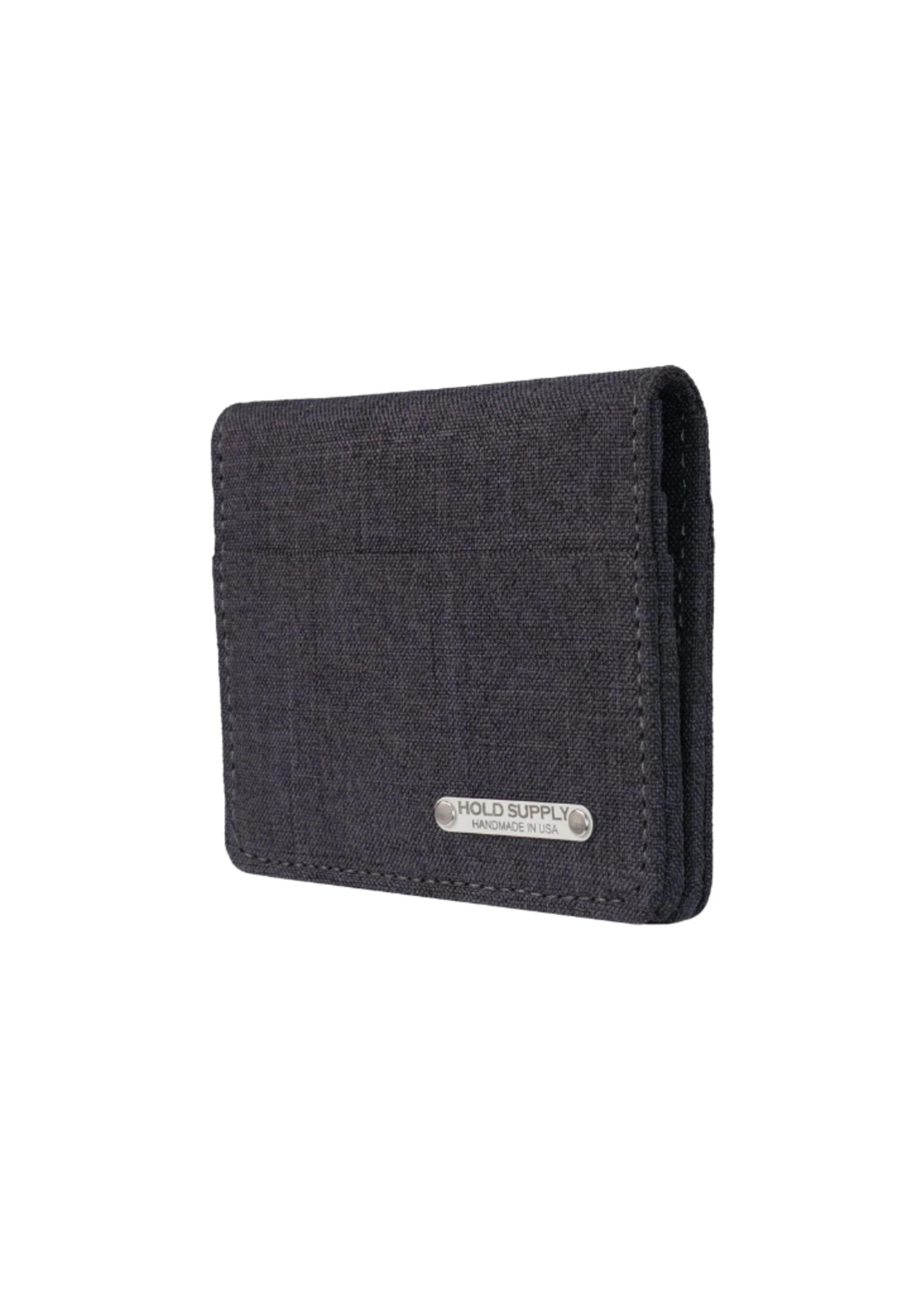 Hold Supply Co Gray Canvas Vertical Bifold Card & Cash Wallet