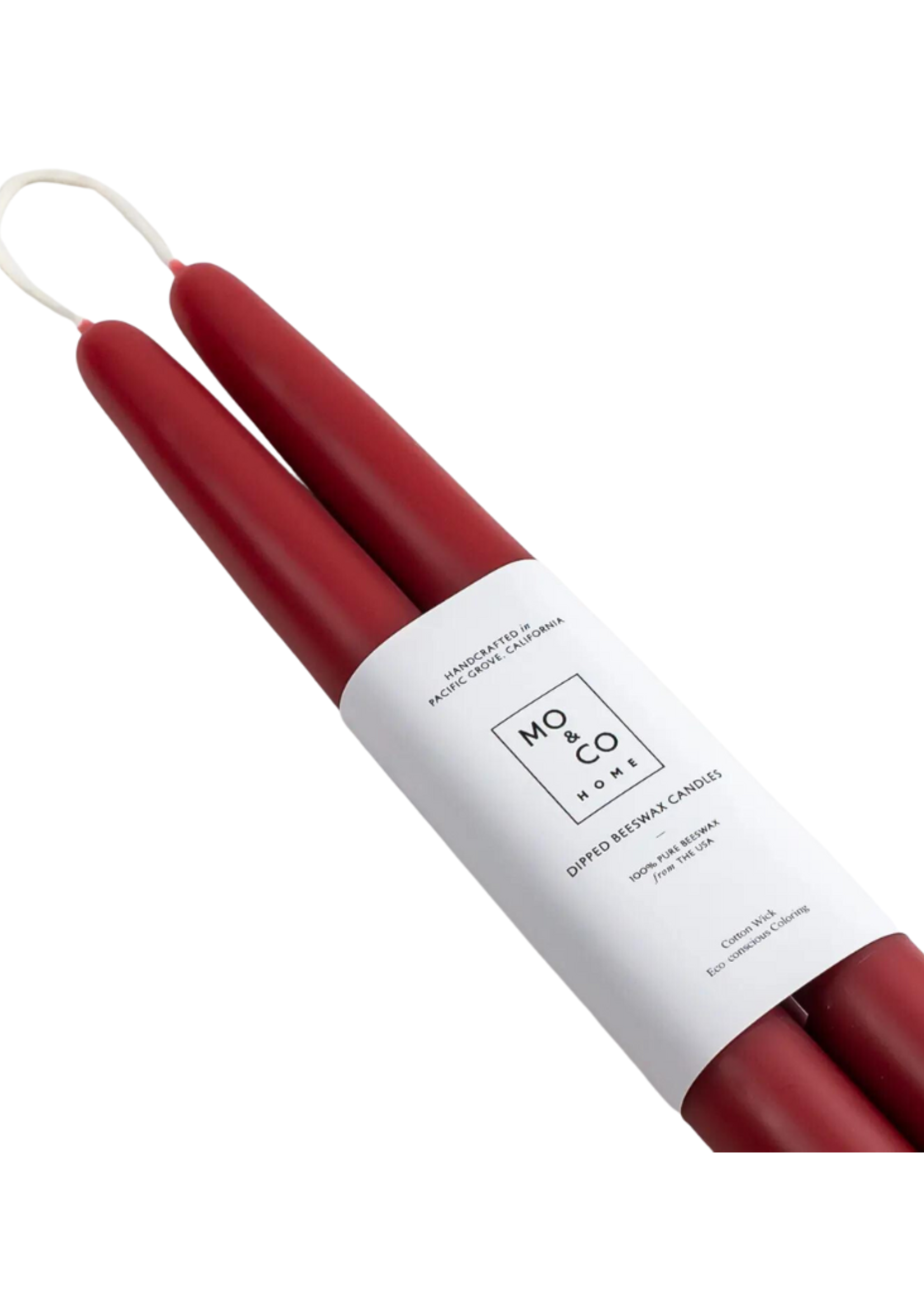 Mo&Co Home 100% Beeswax Dipped Candles | Berry Red l 10 inch