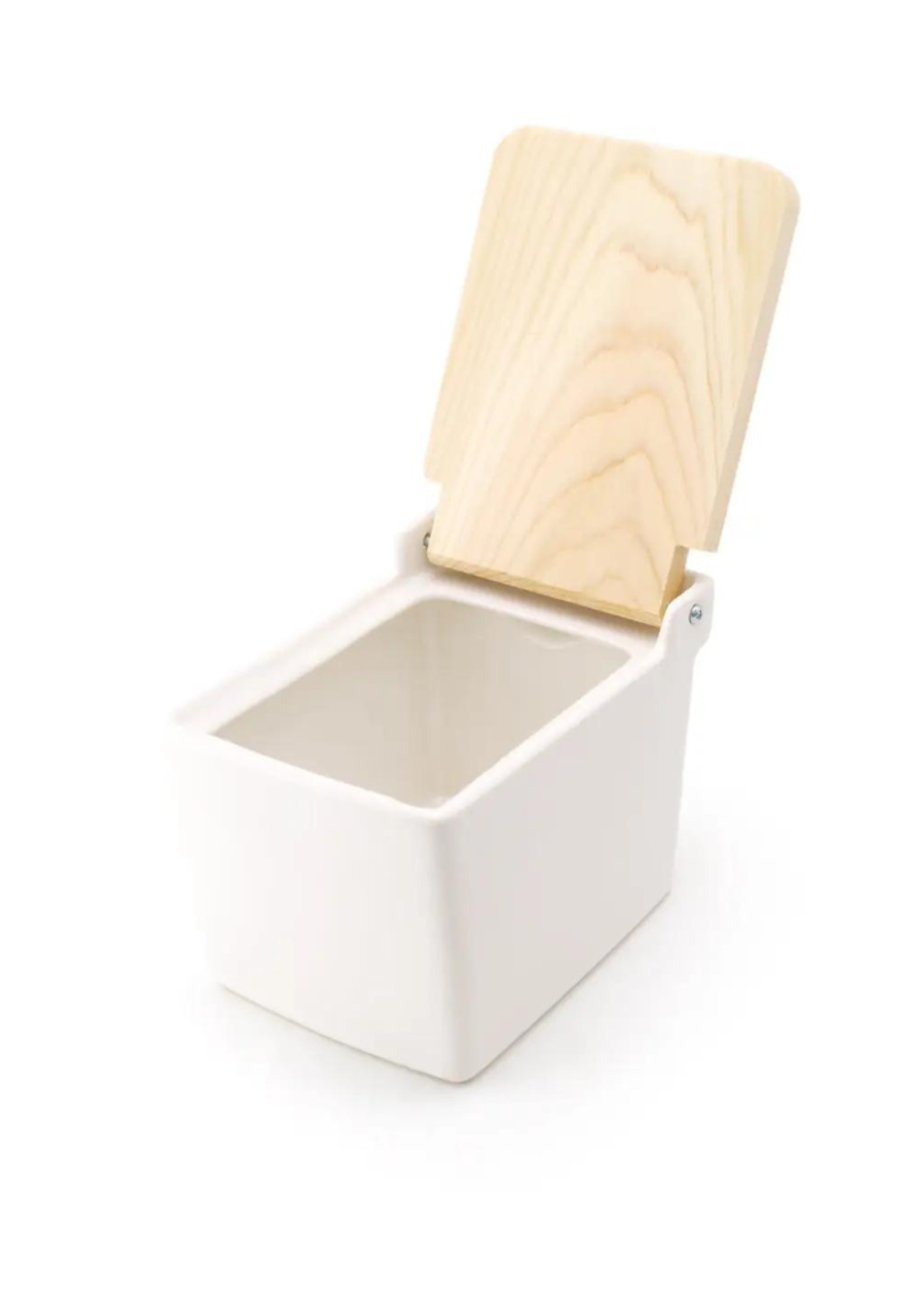 Zero Japan Zero Japan - Ceramic Salt Box with Wooden Lid l White