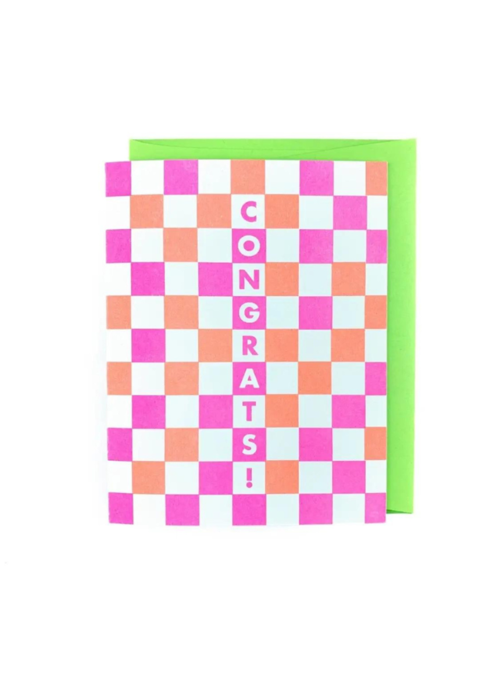 Next Chapter Studio Checkers - Congrats! - Risograph Greeting Card