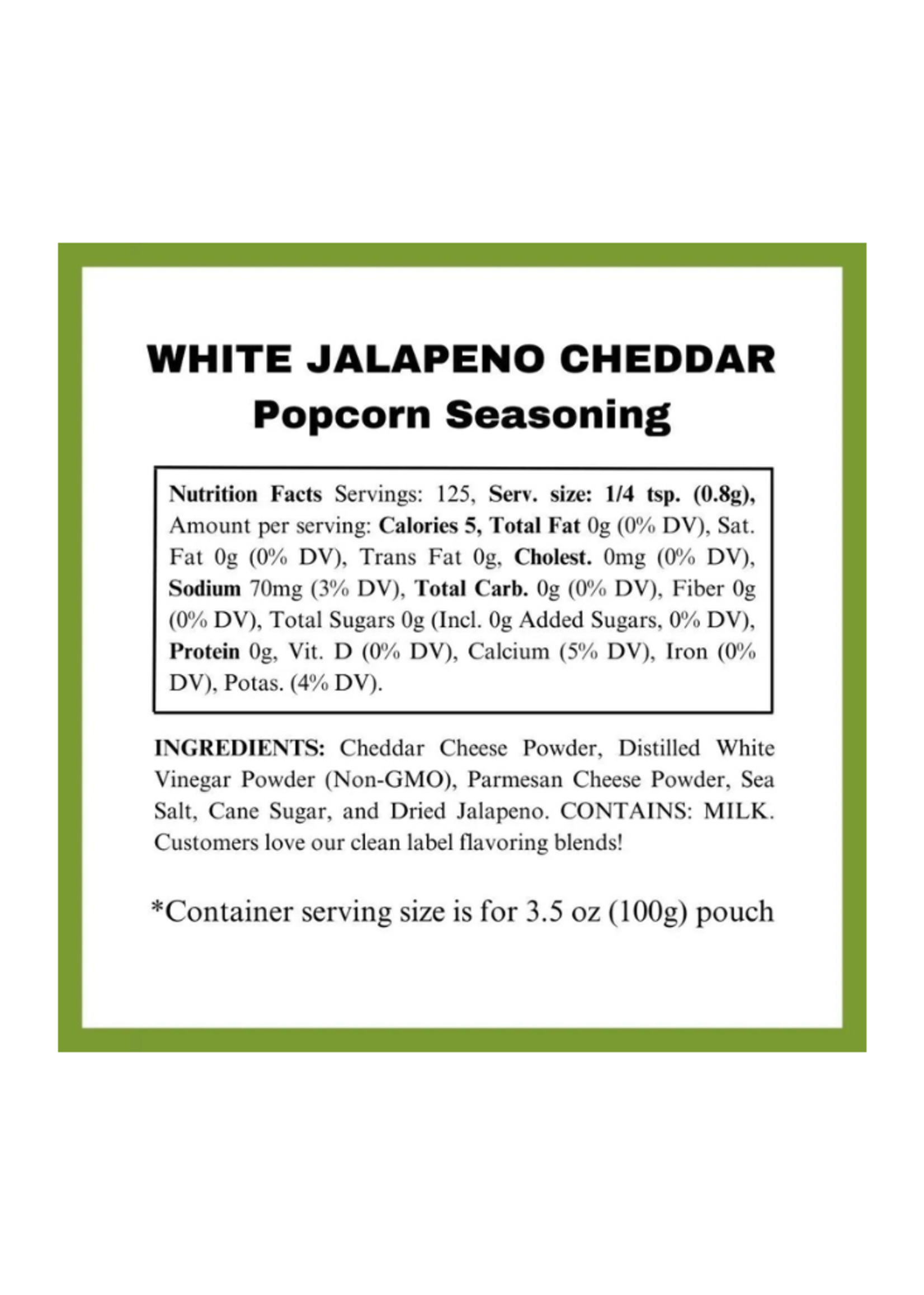 Dell Cove Spices & More Co. Dell Cove Spices  Savory Popcorn Seasoning White Cheddar Jalapeno