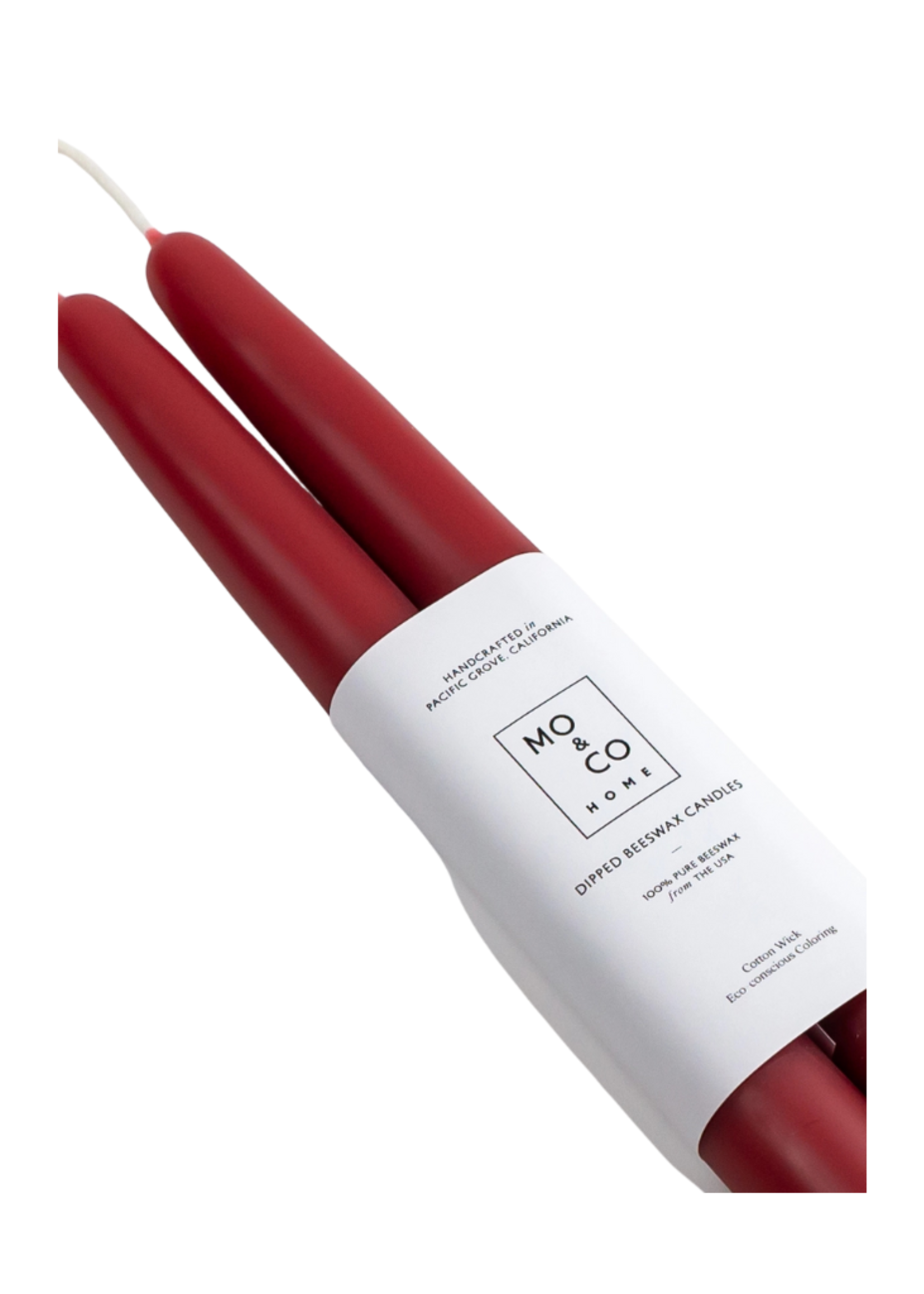 Mo&Co Home 100% Beeswax Dipped Candles | Berry Red l 10 inch