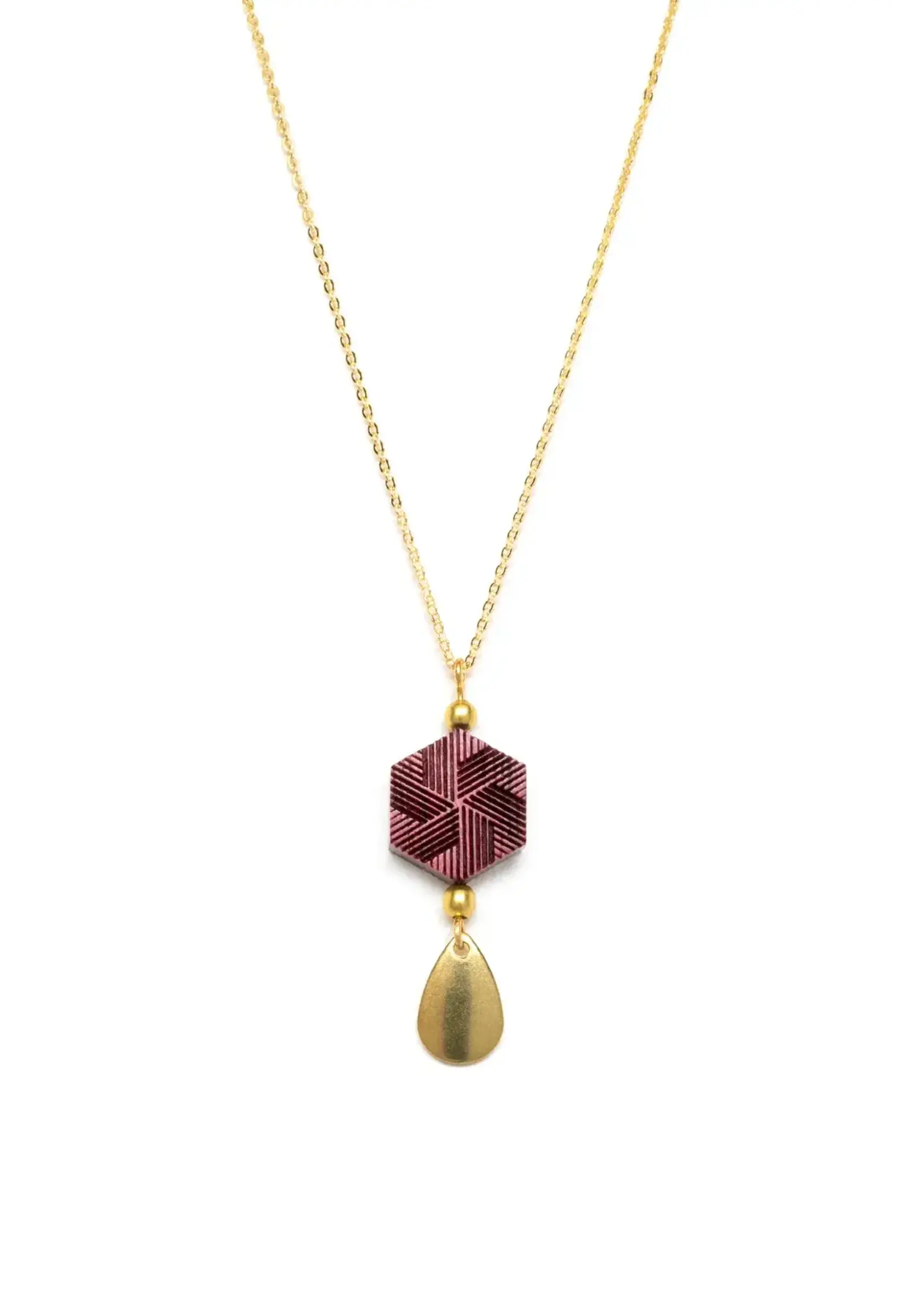 WenWen Designs WenWen Designs - Hexagon Teardrop Necklace