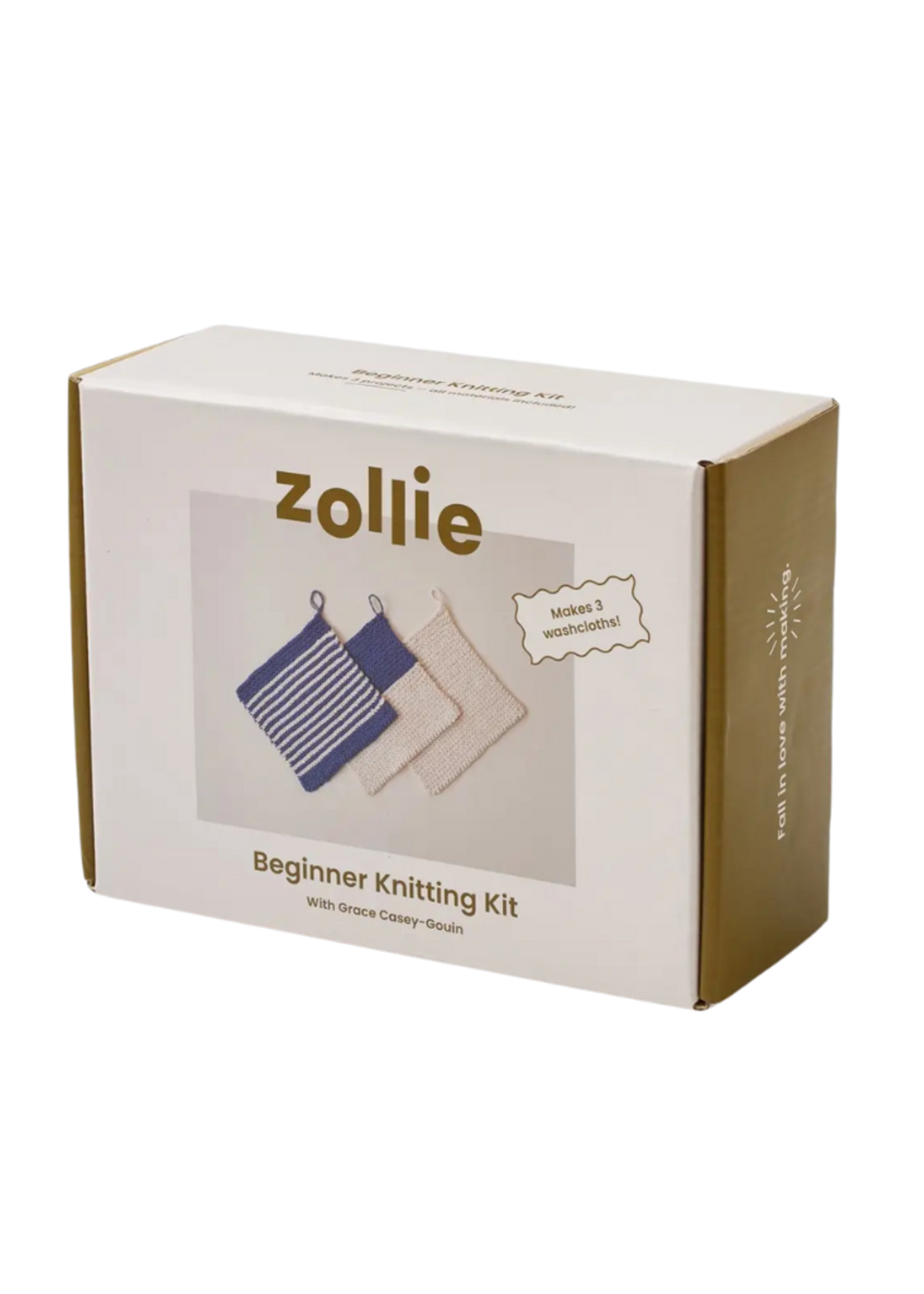 Zollie Zollie - Beginner Knitting Kit - 3 Washcloths