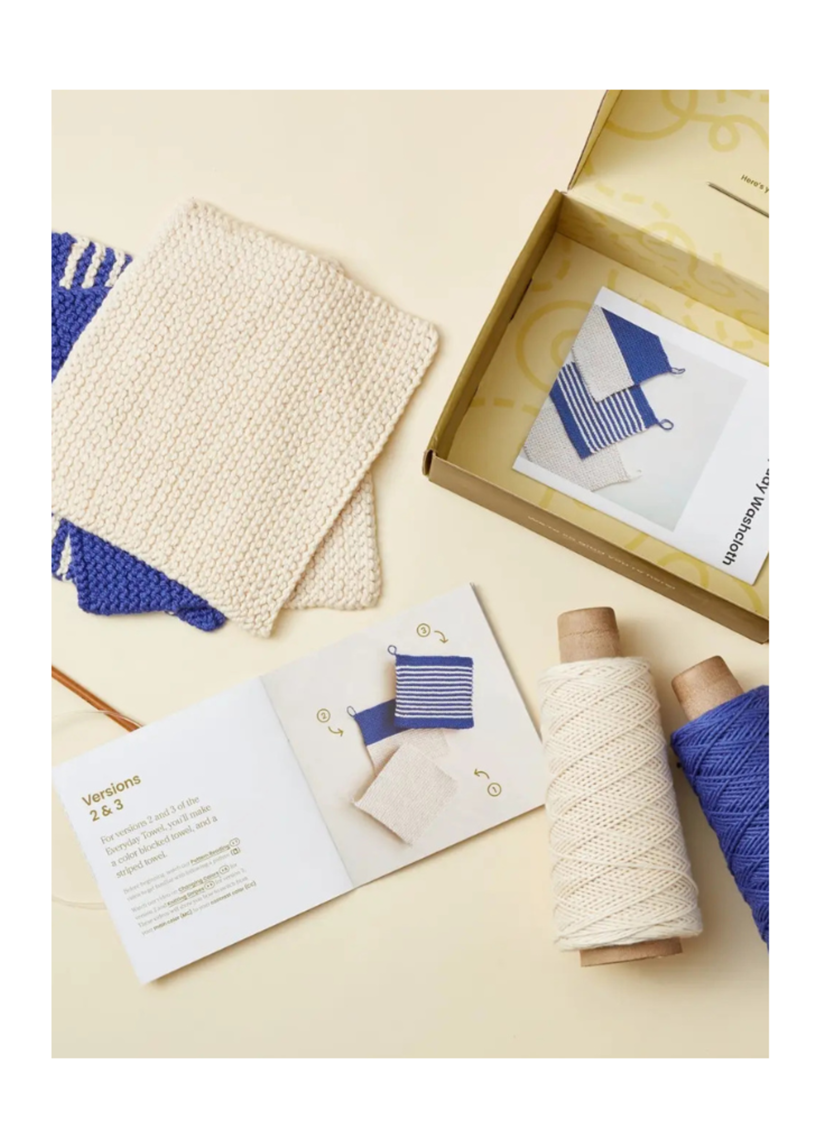 Zollie Zollie - Beginner Knitting Kit - 3 Washcloths
